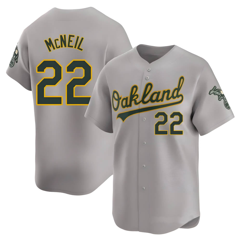 Johmsee Athletics #22 Jeff McNeil player Gray Limited Away Stitched Jersey