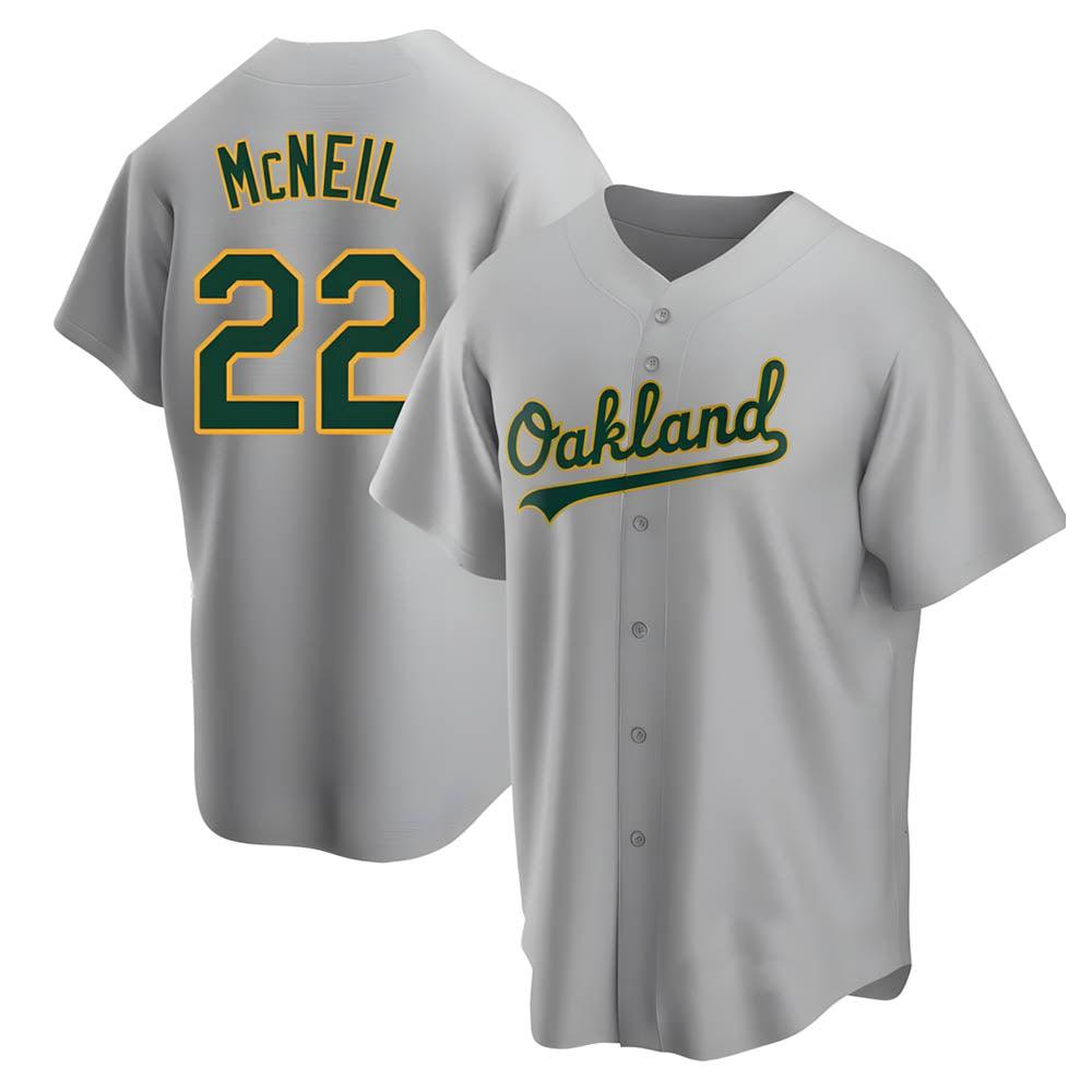 Johmsee Athletics #22 Jeff McNeil player Gray Replica Road Stitched Jersey