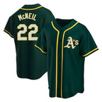 Johmsee Athletics #22 Jeff McNeil player Green Replica Alternate Stitched Jersey