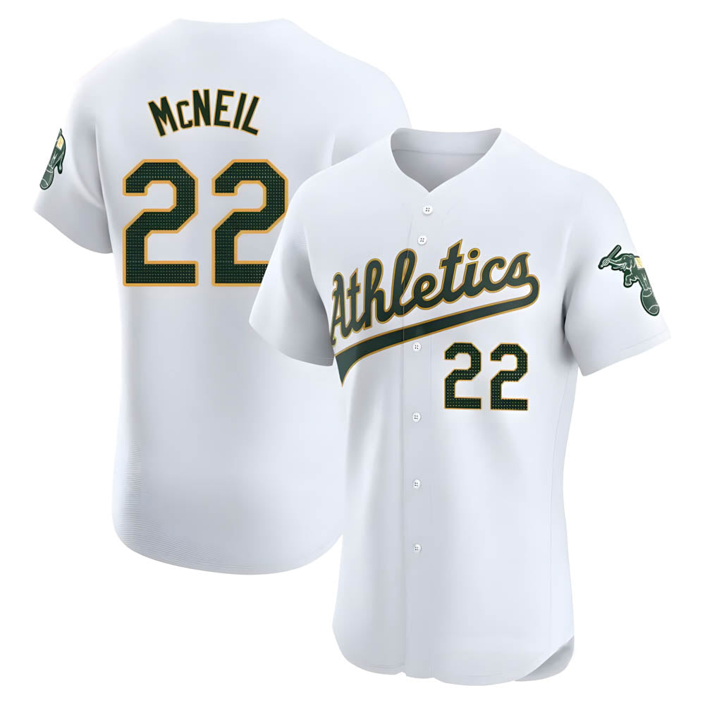 Johmsee Athletics #22 Jeff McNeil player White Elite Home Stitched Jersey