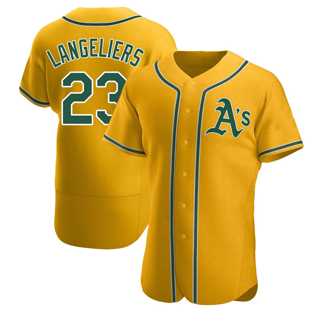 Johmsee Athletics #23 Shea Langeliers Player Gold Authentic Alternate Stitched Jerseys
