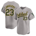 Johmsee Athletics #23 Shea Langeliers Player Gray Limited Away Stitched Jersey