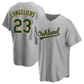 Johmsee Athletics #23 Shea Langeliers Player Gray Replica Road Stitched Jerseys