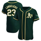 Johmsee Athletics #23 Shea Langeliers Player Green Authentic Alternate Stitched Jerseys