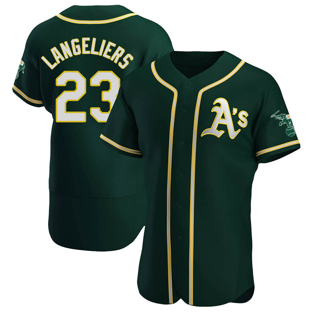 Johmsee Athletics #23 Shea Langeliers Player Green Authentic Alternate Stitched Jerseys