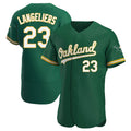 Johmsee Athletics #23 Shea Langeliers Player Green Authentic Kelly Alternate Stitched Jerseys