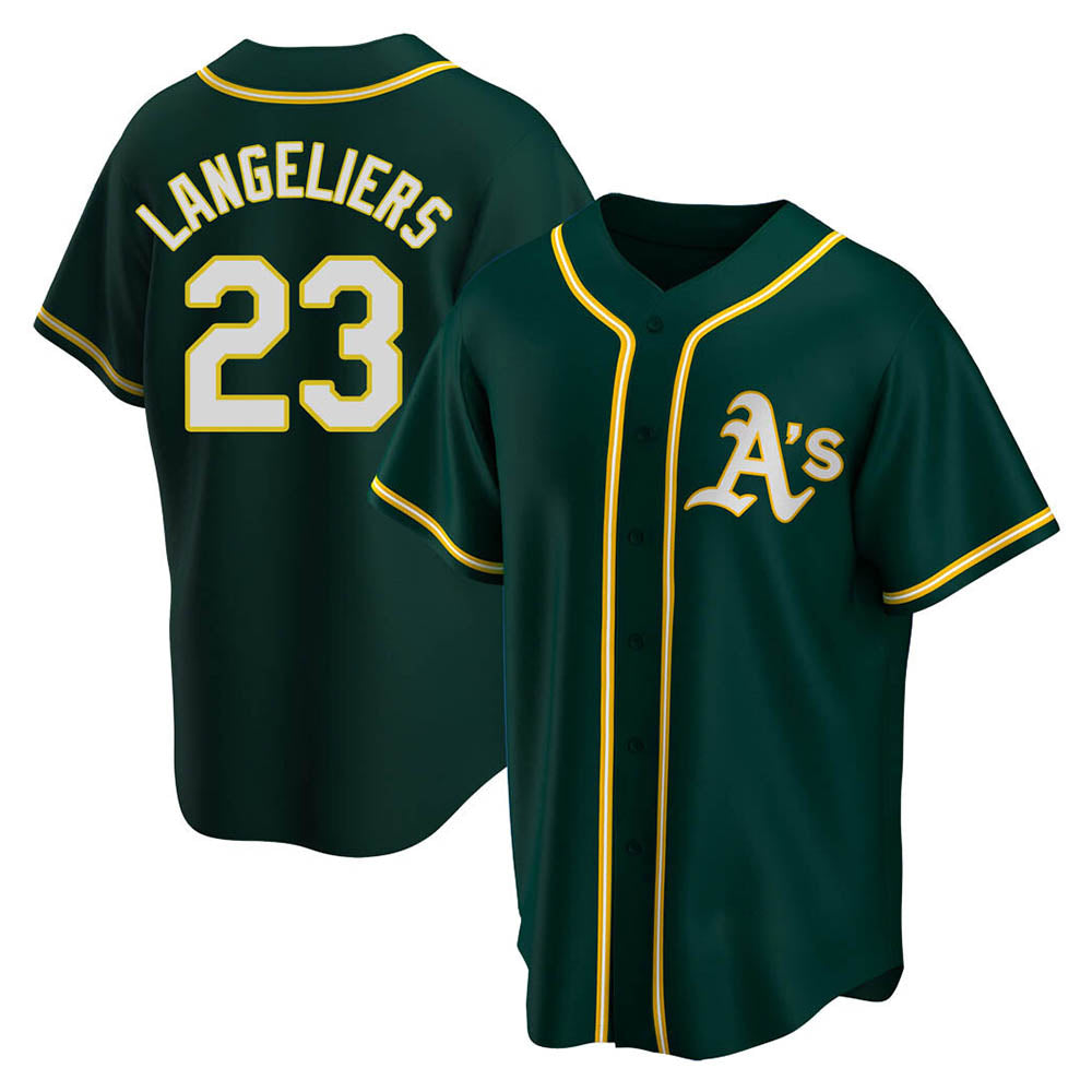 Johmsee Athletics #23 Shea Langeliers Player Green Replica Alternate Stitched Jerseys