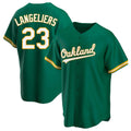 Johmsee Athletics #23 Shea Langeliers Player Green Replica Kelly Alternate Stitched Jerseys