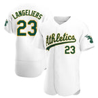 Johmsee Athletics #23 Shea Langeliers Player White Authentic Home Stitched Jersey