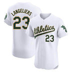 Johmsee Athletics #23 Shea Langeliers Player White Elite Home Stitched Jersey