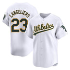Johmsee Athletics #23 Shea Langeliers Player White Limited Home Stitched Jersey