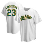 Johmsee Athletics #23 Shea Langeliers Player White Replica Home Stitched Jerseys