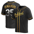 Johmsee Athletics #35 Rickey Henderson Player Black Golden Replica Alternate Stitched Jersey