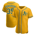 Johmsee Athletics #35 Rickey Henderson Player Gold Authentic Alternate Stitched Jersey