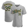 Johmsee Athletics #35 Rickey Henderson Player Gray Authentic Road Stitched Jersey