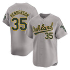 Johmsee Athletics #35 Rickey Henderson Player Gray Limited Away Stitched Jersey