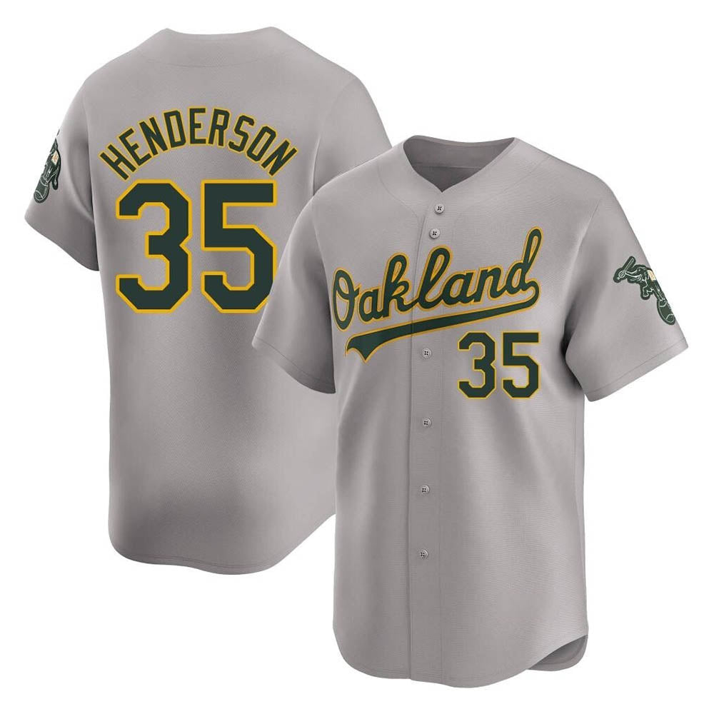Johmsee Athletics #35 Rickey Henderson Player Gray Limited Away Stitched Jersey