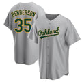 Johmsee Athletics #35 Rickey Henderson Player Gray Replica Road Stitched Jersey