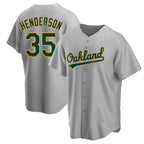 Johmsee Athletics #35 Rickey Henderson Player Gray Replica Road Stitched Jersey