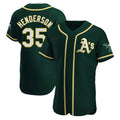 Johmsee Athletics #35 Rickey Henderson Player Green Authentic Alternate Stitched Jersey