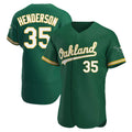 Johmsee Athletics #35 Rickey Henderson Player Green Authentic Kelly Alternate Stitched Jersey