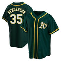 Johmsee Athletics #35 Rickey Henderson Player Green Replica Alternate Stitched Jersey