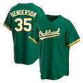 Johmsee Athletics #35 Rickey Henderson Player Green Replica Kelly Alternate Stitched Jersey