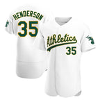 Johmsee Athletics #35 Rickey Henderson Player White Authentic Home Stitched Jersey