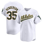 Johmsee Athletics #35 Rickey Henderson Player White Limited Home Stitched Jersey