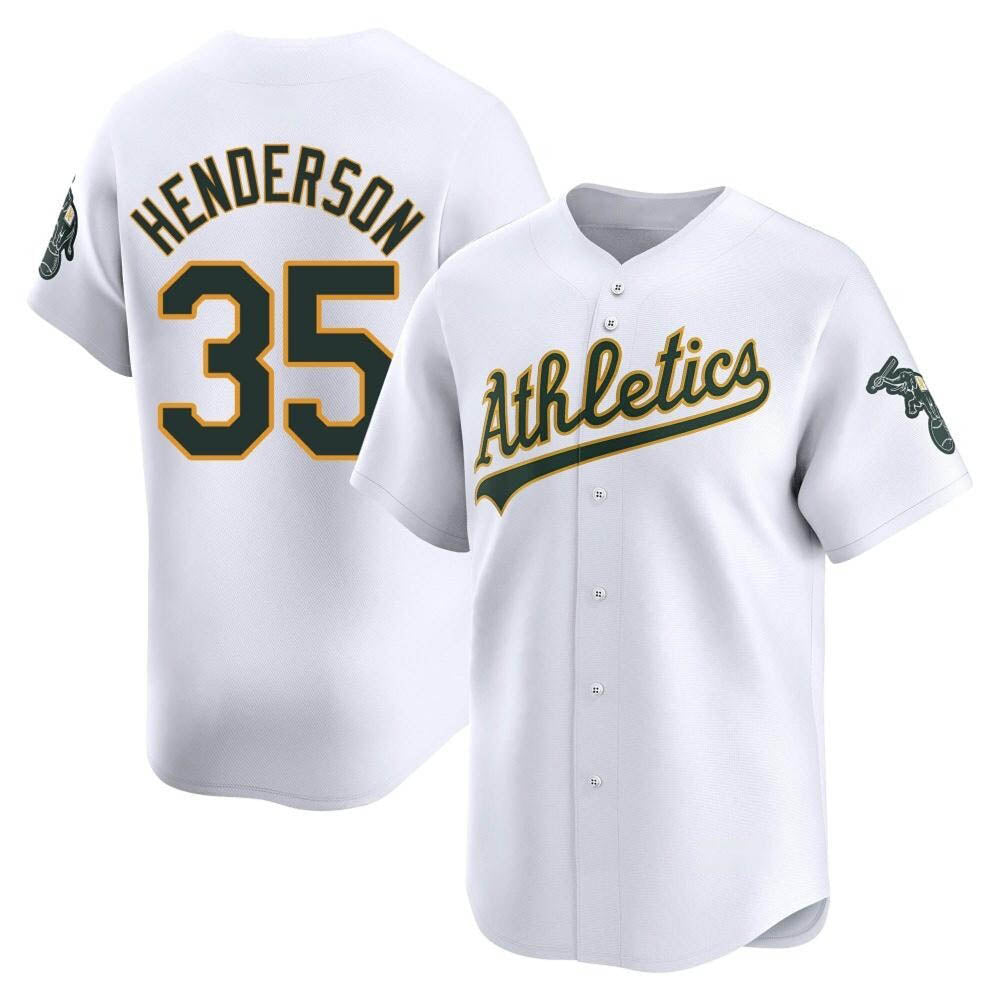 Johmsee Athletics #35 Rickey Henderson Player White Limited Home Stitched Jersey