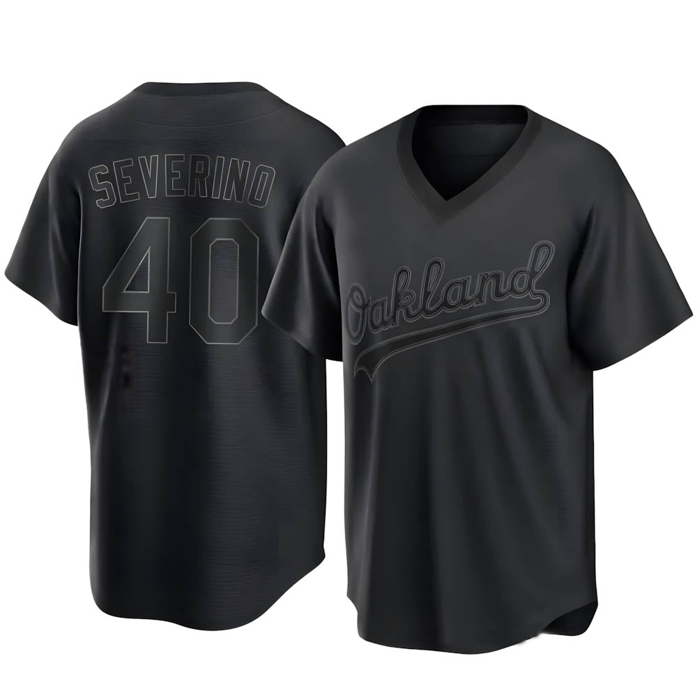 Johmsee Athletics #40 Luis Severino player Black Replica Pitch Fashion Stitched Jersey