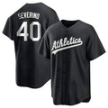 Johmsee Athletics #40 Luis Severino player Black&White Replica Stitched Jersey