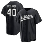 Johmsee Athletics #40 Luis Severino player Black&White Replica Stitched Jersey