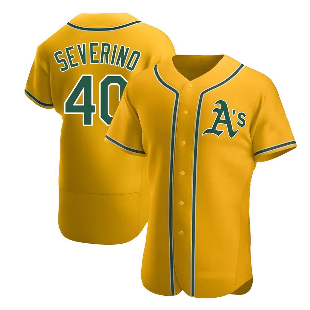 Johmsee Athletics #40 Luis Severino player Gold Authentic Alternate Stitched Jersey
