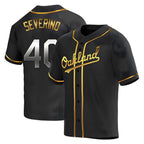 Johmsee Athletics #40 Luis Severino player Gold Replica Black en Alternate Stitched Jersey