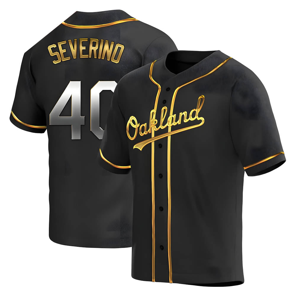 Johmsee Athletics #40 Luis Severino player Gold Replica Black en Alternate Stitched Jersey
