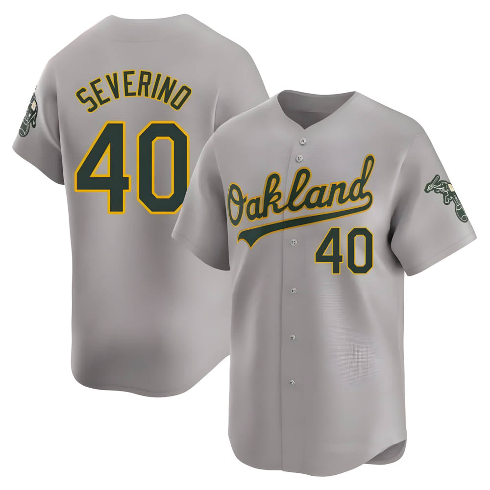 Johmsee Athletics #40 Luis Severino player Gray Limited Away Stitched Jersey