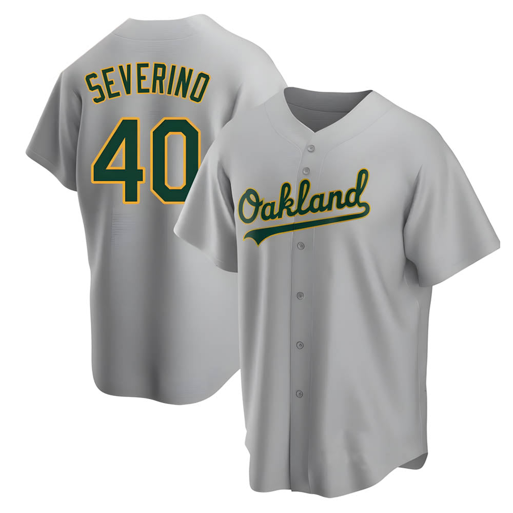 Johmsee Athletics #40 Luis Severino player Gray Replica Road Stitched Jersey