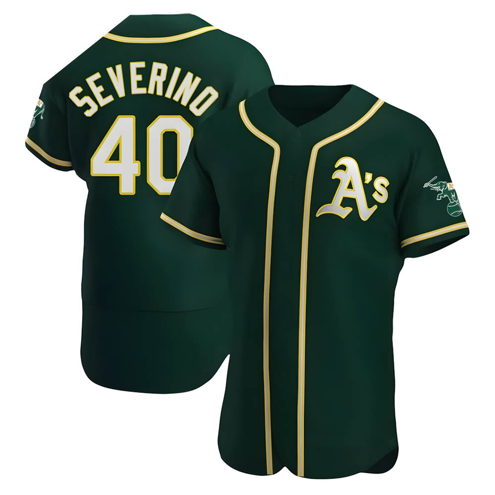 Johmsee Athletics #40 Luis Severino player Green Authentic Alternate Stitched Jersey