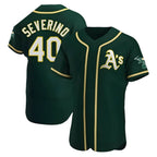 Johmsee Athletics #40 Luis Severino player Green Authentic Alternate Stitched Jersey
