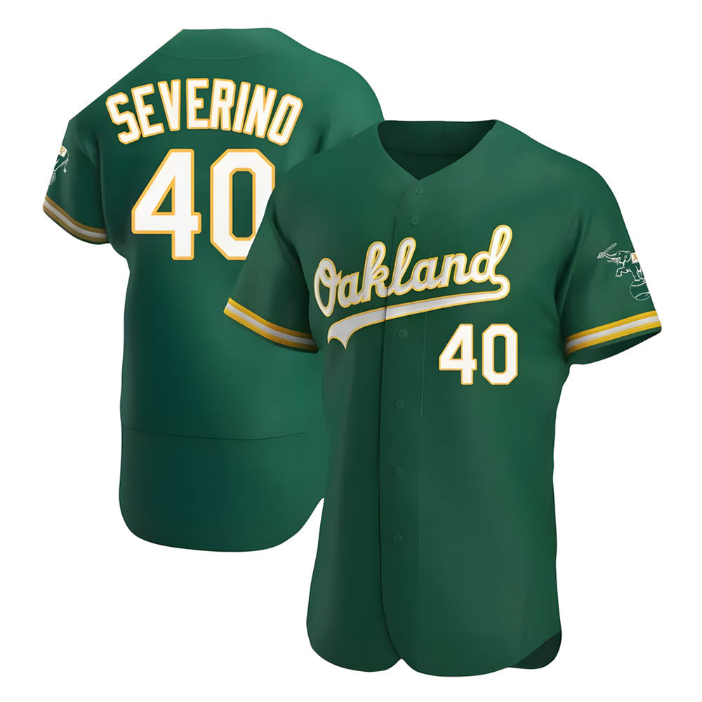 Johmsee Athletics #40 Luis Severino player Green Authentic Kelly Alternate Stitched Jersey