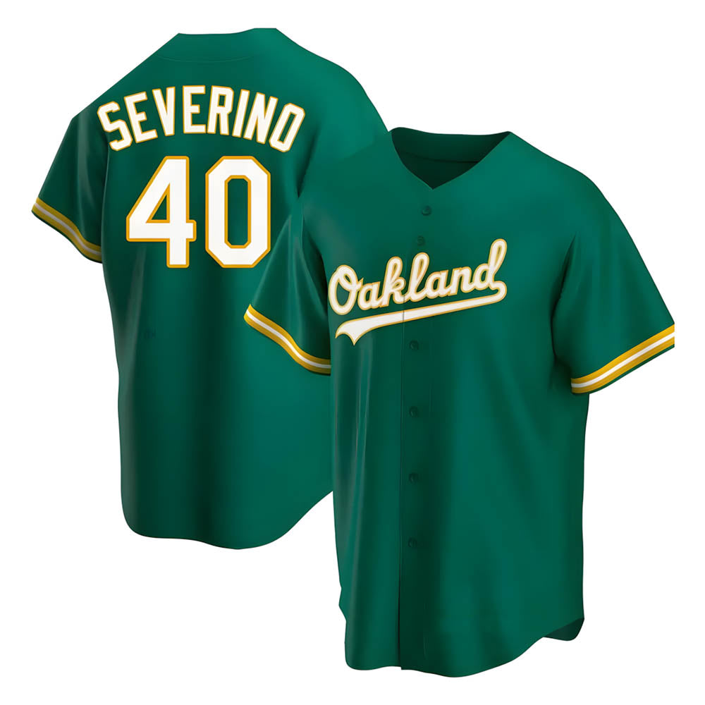 Johmsee Athletics #40 Luis Severino player Green Replica Kelly Alternate Stitched Jersey