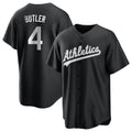 Johmsee Athletics #4 Lawrence Butler player Black&White Replica Alternate Stitched Jersey