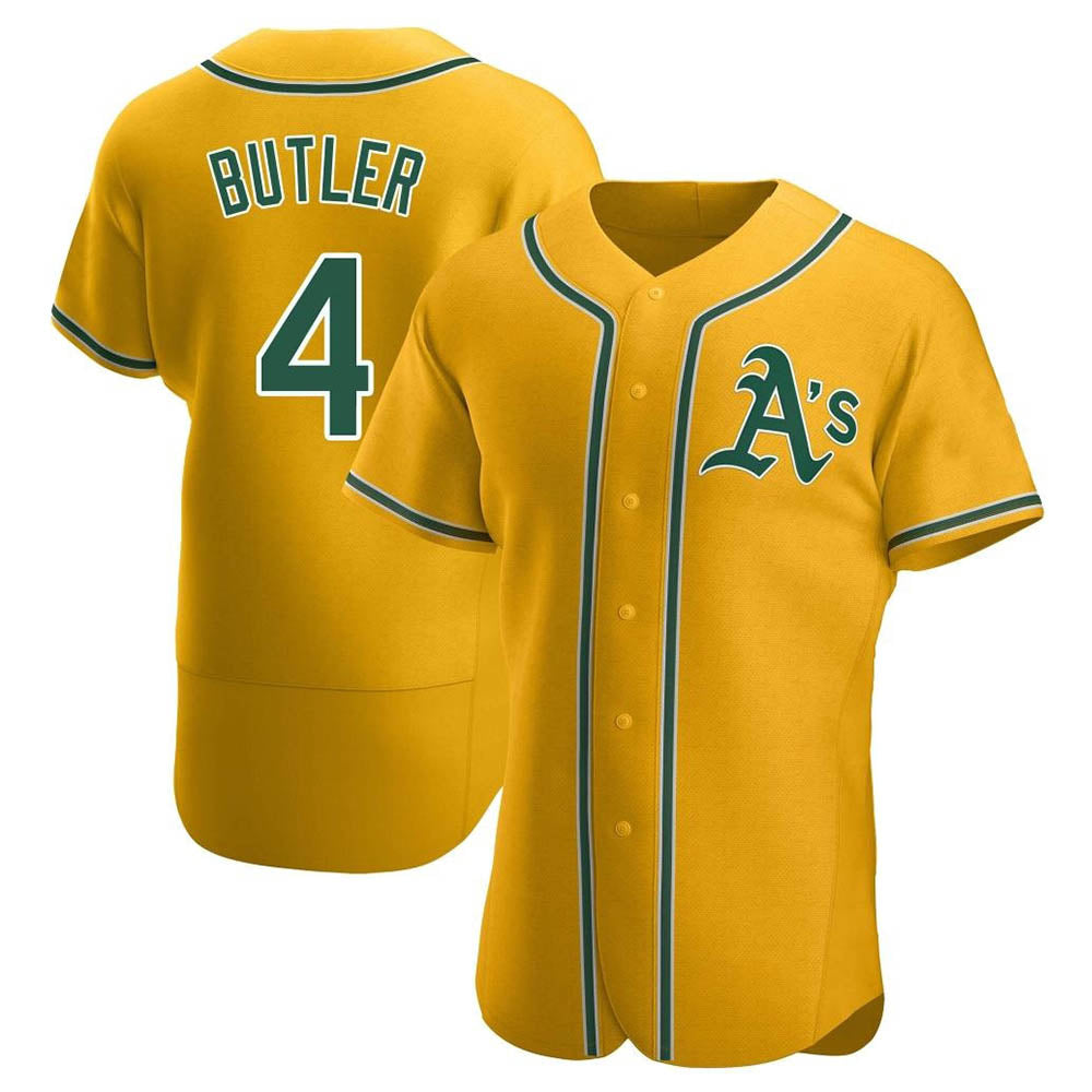 Johmsee Athletics #4 Lawrence Butler player Gold Authentic Alternate Stitched Jersey
