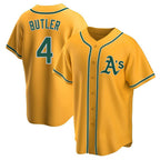 Johmsee Athletics #4 Lawrence Butler player Gold Replica Alternate Stitched Jersey