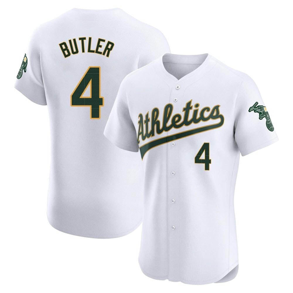 Johmsee Athletics #4 Lawrence Butler player White Elite Home Stitched Jersey