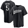 Johmsee Athletics #5 Jacob Wilson Black&White Replica Alternate Stitched Jersey