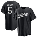 Johmsee Athletics #5 Jacob Wilson Black&White Replica Alternate Stitched Jersey