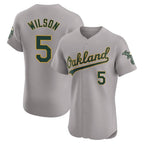 Johmsee Athletics #5 Jacob Wilson Gray Elite Road Stitched Jersey