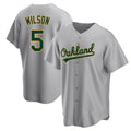 Johmsee Athletics #5 Jacob Wilson Gray Replica Road Stitched Jersey